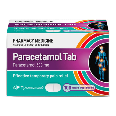 Box of 100 Paracetamol 500mg tablets by AFT